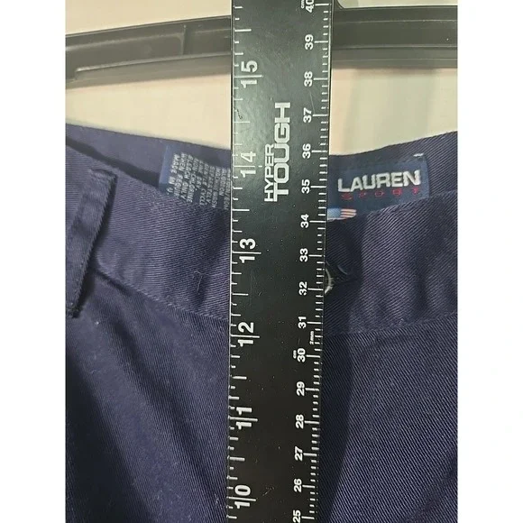 VTG Ralph Lauren Polo Sport Women's Chino Shorts 8 Pleated Front High Waist Navy - Picture 7 of 8